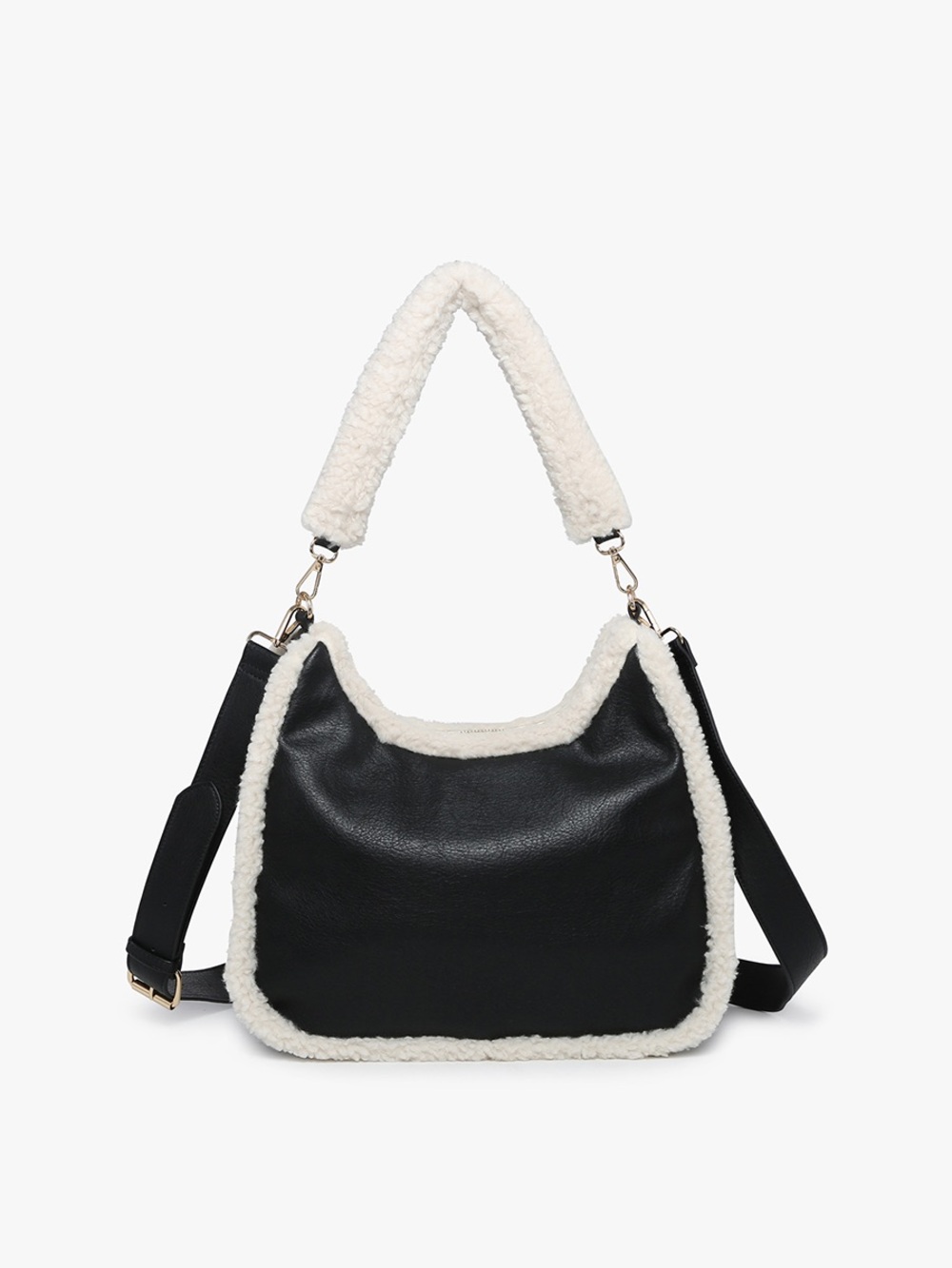 Jen and Co. Reece Vegan Sherpa Trim Satchel